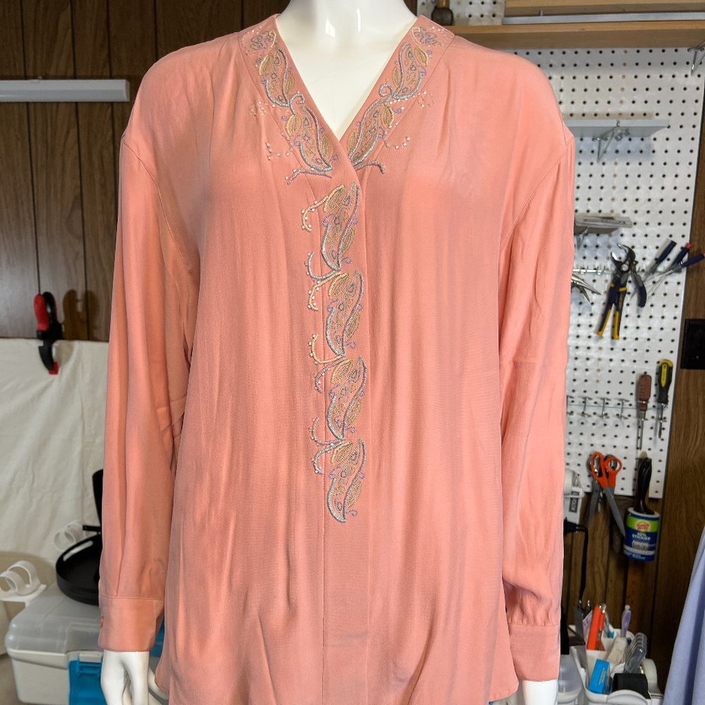 EUC Vintage I.B. Diffusion beaded blouse sz 10